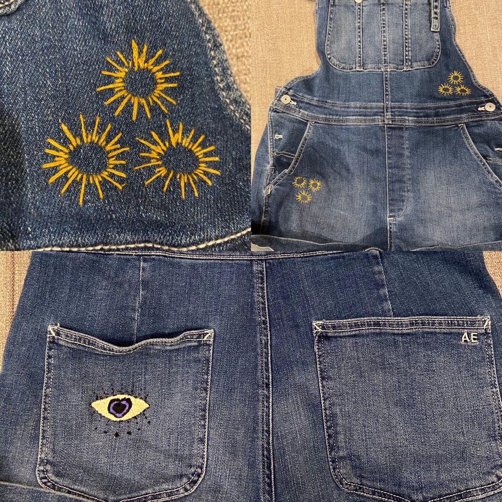 Custom embroidered overall shorts